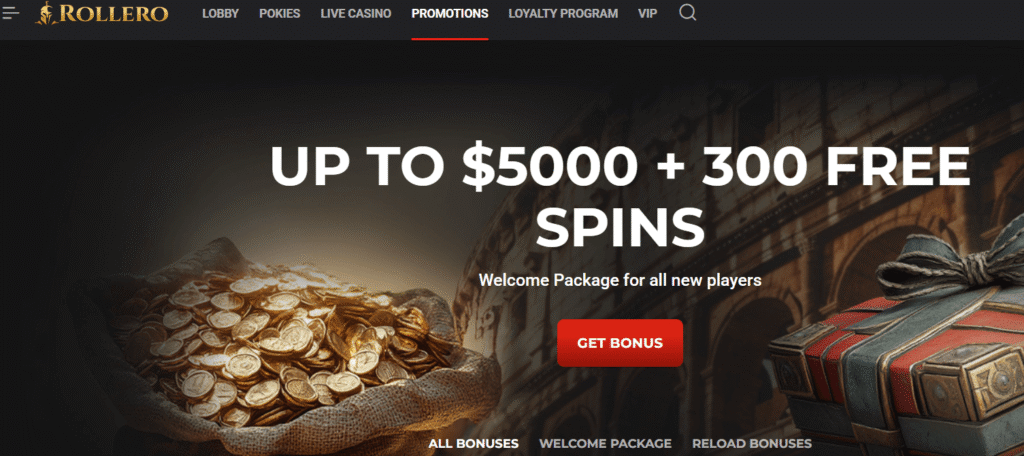 Rollero Casino AU welcome bonus