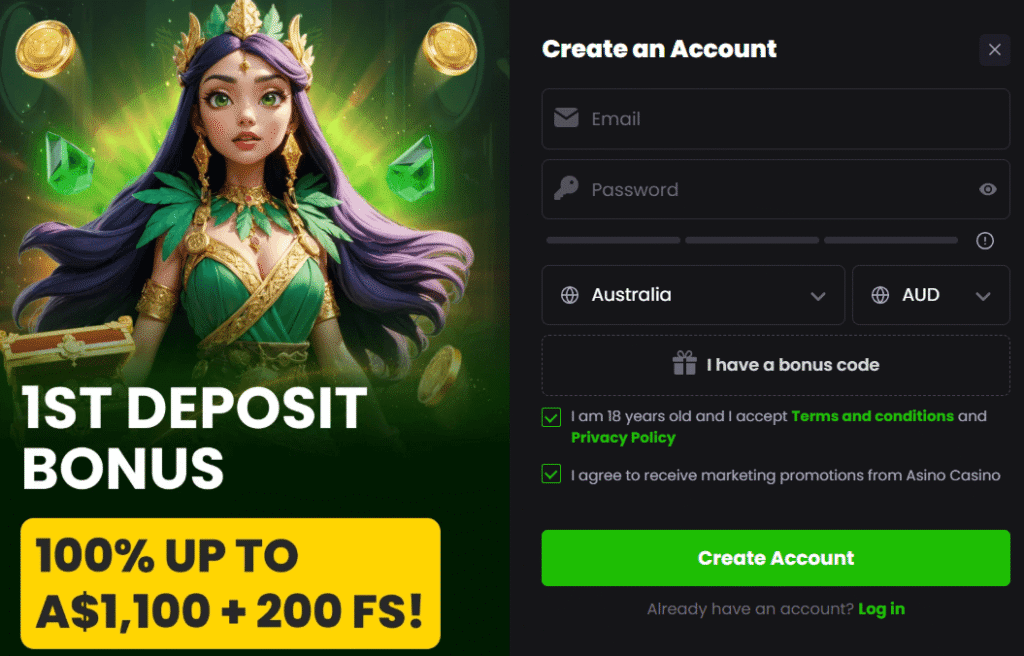 Asino Casino welcome package Australia